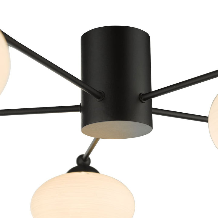Dar JAS5422 | Jasper | 5-Light Semi Flush Ceiling Fixture | Matt Black