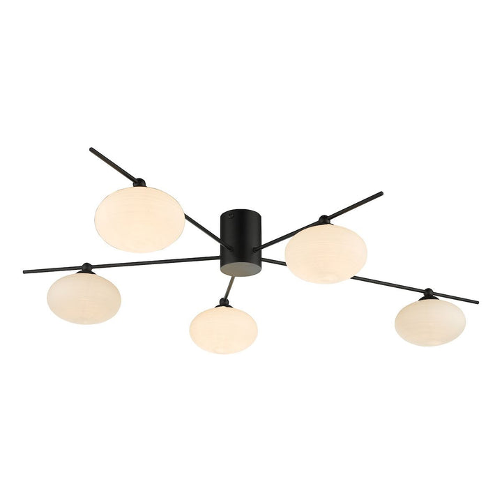 Dar JAS5422 | Jasper | 5-Light Semi Flush Ceiling Fixture | Matt Black