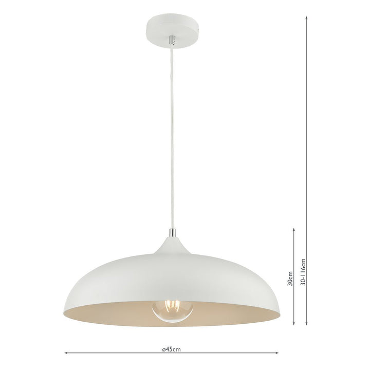 Dar KAE012 Kaelan 1 Light Single Pendant White