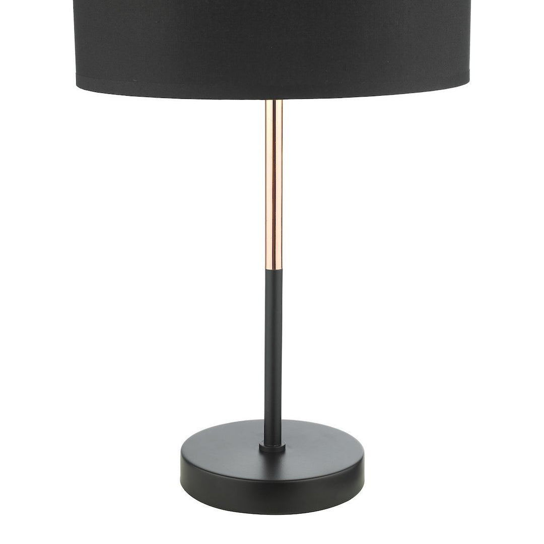Dar KEL4264 Kelso 1 Light Table Lamp Matt Black Polished Copper With Shade