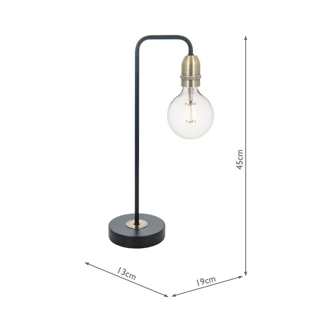 Dar KIE4222 Kiefer Table Lamp Black And Antique Brass