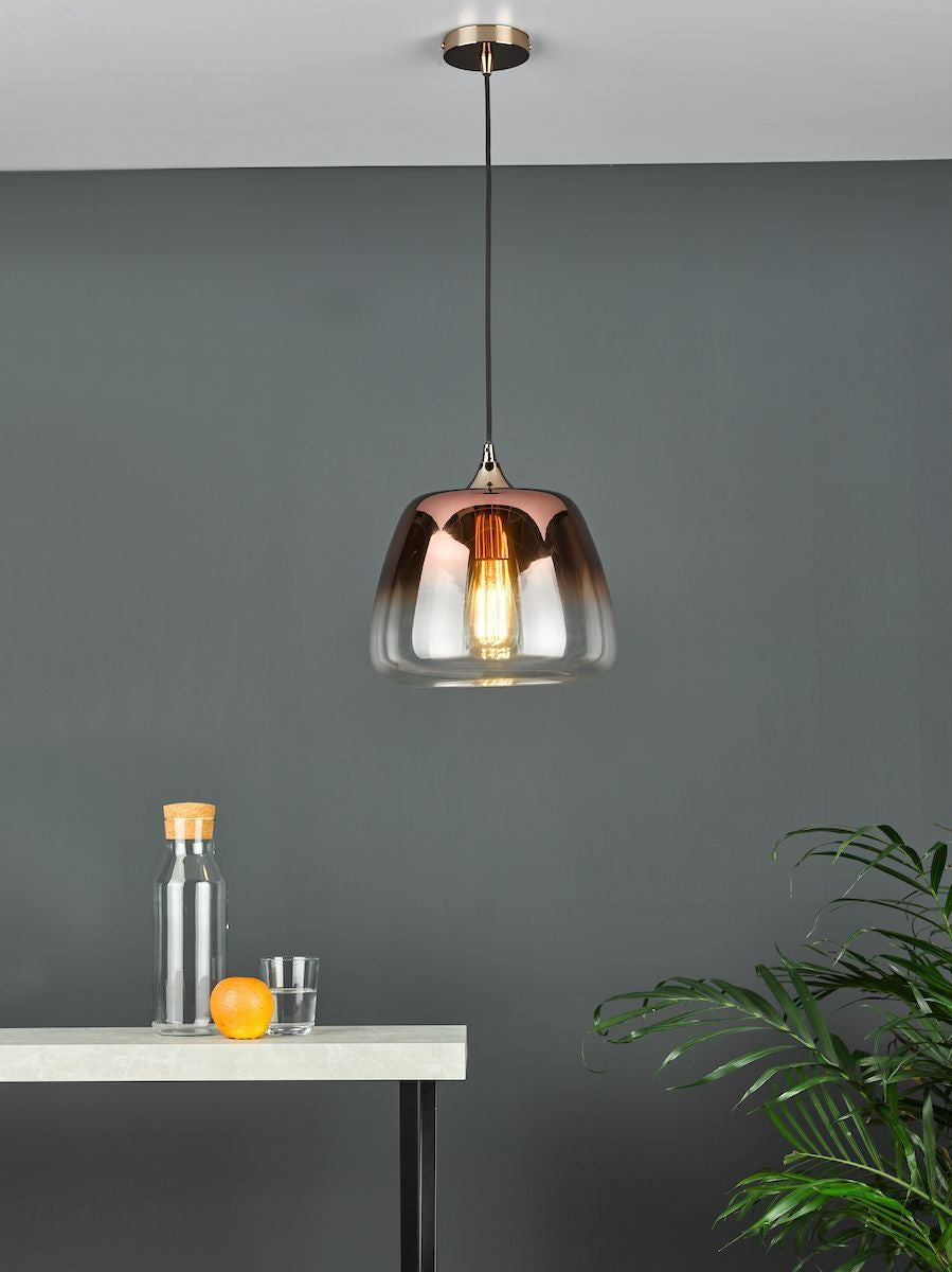 Dar KLA0164 | Klaxon | 1-Light Pendant | Ombre Copper Glass
