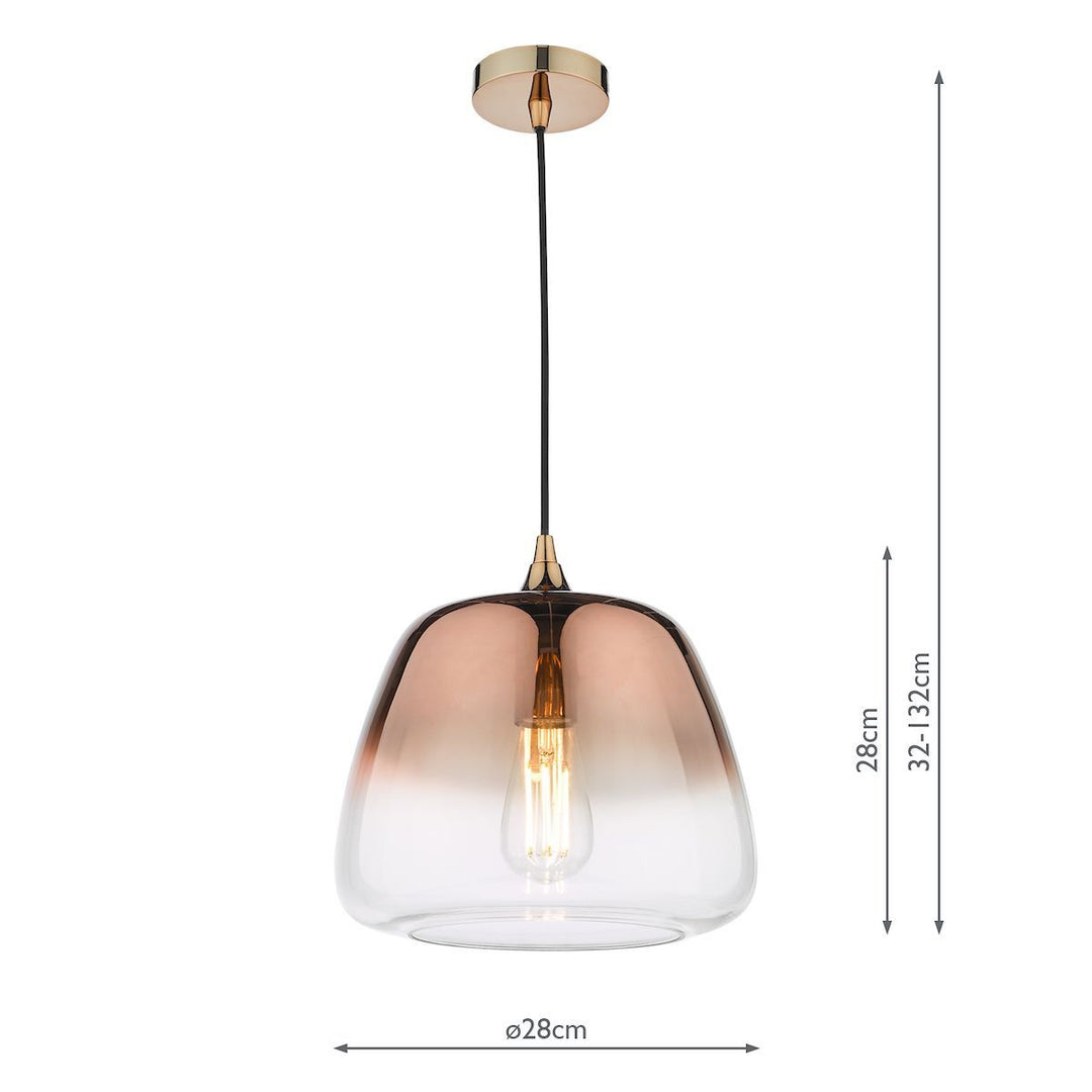 Dar KLA0164 | Klaxon | 1-Light Pendant | Ombre Copper Glass