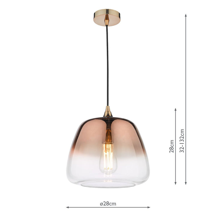 Dar KLA0164 | Klaxon | 1-Light Pendant | Ombre Copper Glass
