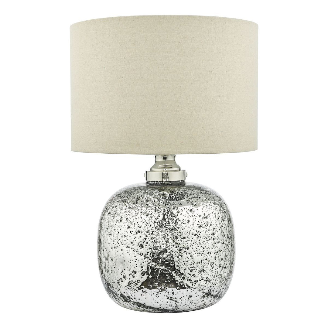 Dar LAV4238 | Lava Dual Light Table Lamp | Polished Nickel Volcanic Glass With Shade