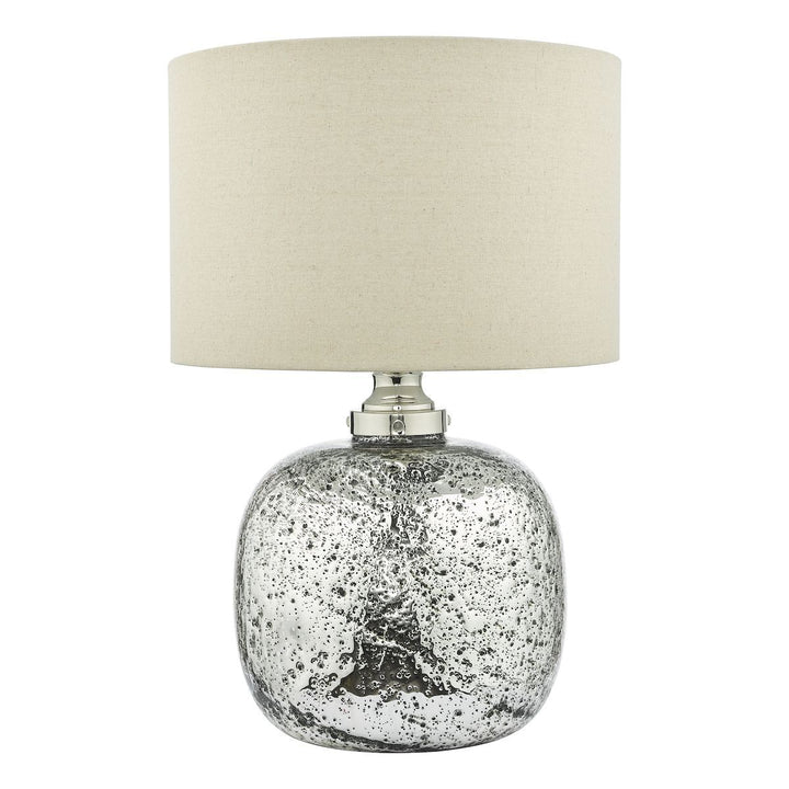 Dar LAV4238 | Lava Dual Light Table Lamp | Polished Nickel Volcanic Glass With Shade