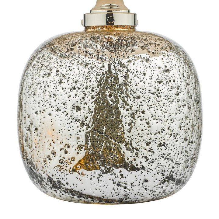 Dar LAV4238 | Lava Dual Light Table Lamp | Polished Nickel Volcanic Glass With Shade