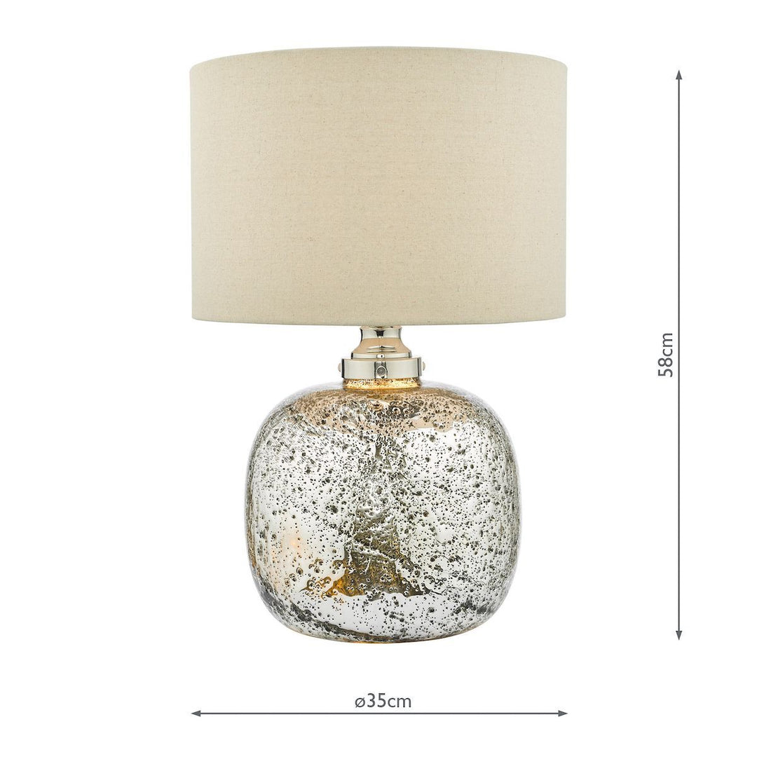 Dar LAV4238 | Lava Dual Light Table Lamp | Polished Nickel Volcanic Glass With Shade