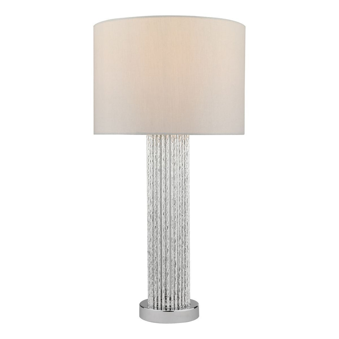 Dar LAZ4239 | Lazio Table Lamp | Satin Silver with Faux Silk Shade
