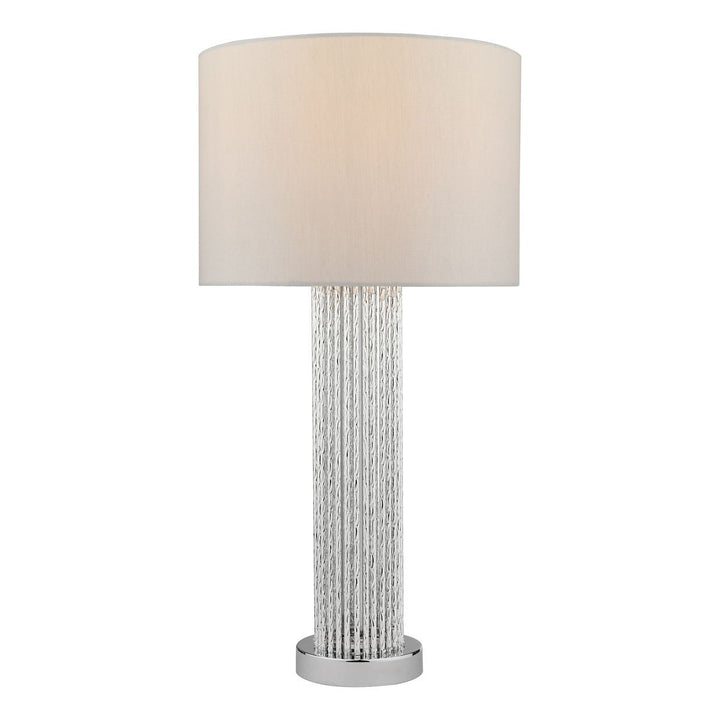 Dar LAZ4239 | Lazio Table Lamp | Satin Silver with Faux Silk Shade