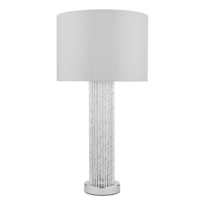 Dar LAZ4239 | Lazio Table Lamp | Satin Silver with Faux Silk Shade
