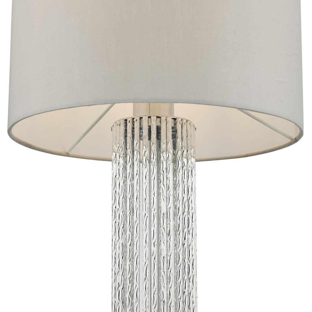Dar LAZ4239 | Lazio Table Lamp | Satin Silver with Faux Silk Shade