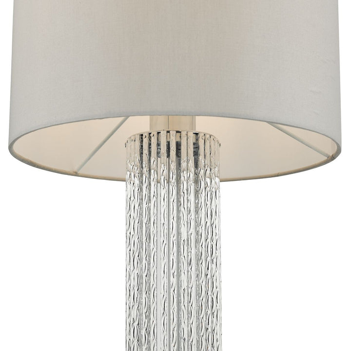 Dar LAZ4239 | Lazio Table Lamp | Satin Silver with Faux Silk Shade