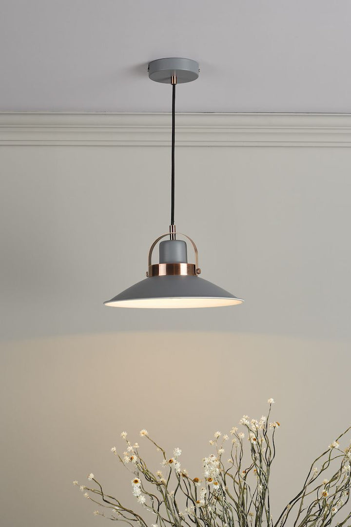 Dar LID0139 Liden 1 Light Single Pendant Graphite Copper