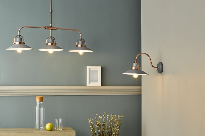 Dar LID0739 Liden Single Wall Light Graphite Copper