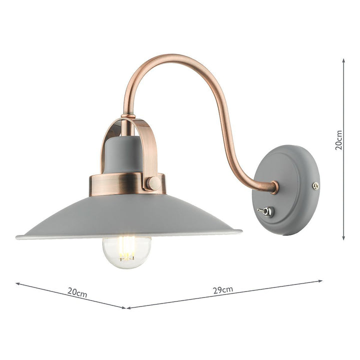 Dar LID0739 Liden Single Wall Light Graphite Copper
