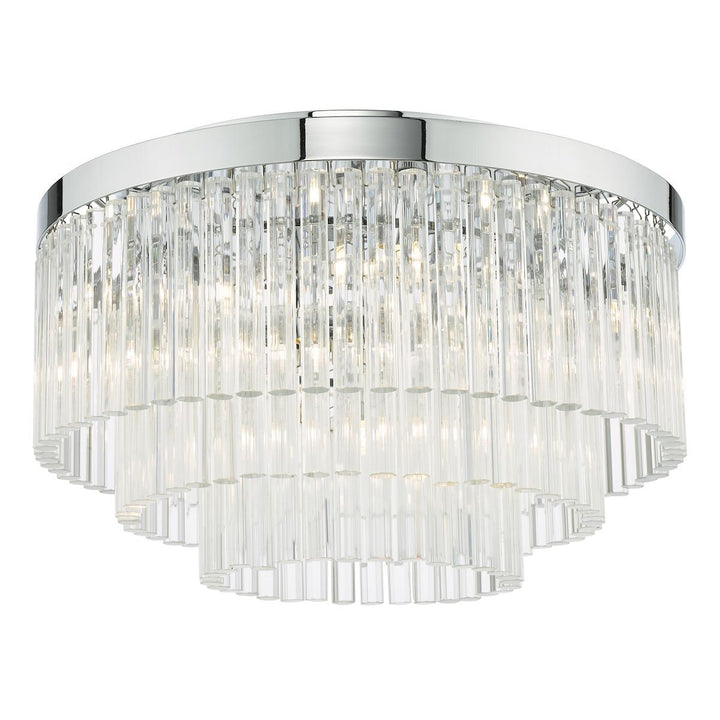 Dar LOG5408 | Logan Flush Ceiling Light | Polished Chrome & Glass