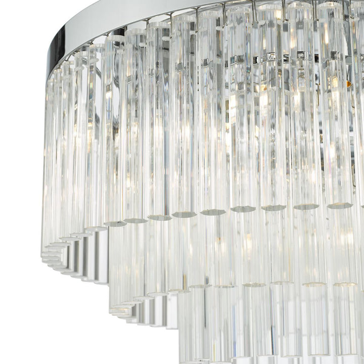Dar LOG5408 | Logan Flush Ceiling Light | Polished Chrome & Glass