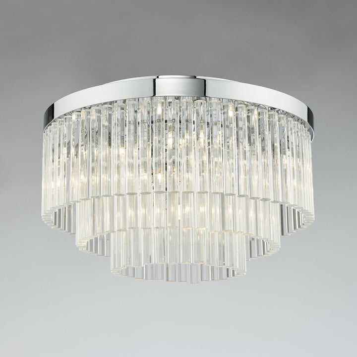 Dar LOG5408 | Logan Flush Ceiling Light | Polished Chrome & Glass