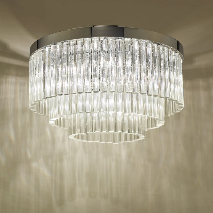 Dar LOG5408 | Logan Flush Ceiling Light | Polished Chrome & Glass