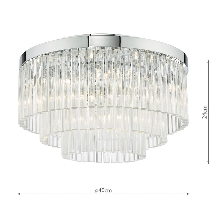Dar LOG5408 | Logan Flush Ceiling Light | Polished Chrome & Glass