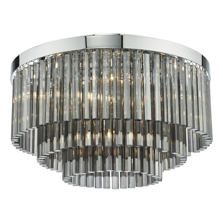 Dar LOG5410 | Logan 5 Light Flush | Polished Chrome & Smoked Glass