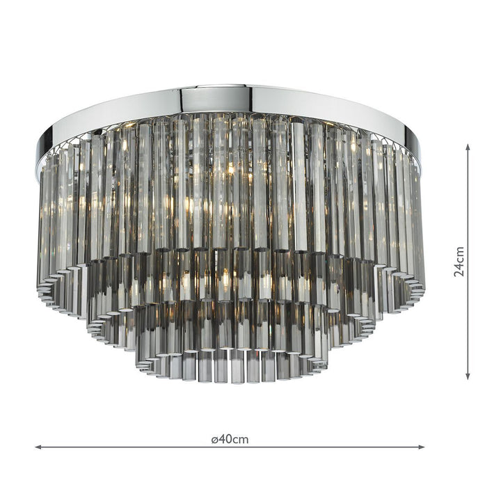Dar LOG5410 | Logan 5 Light Flush | Polished Chrome & Smoked Glass