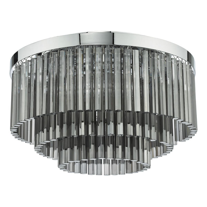 Dar LOG5410 | Logan 5 Light Flush | Polished Chrome & Smoked Glass