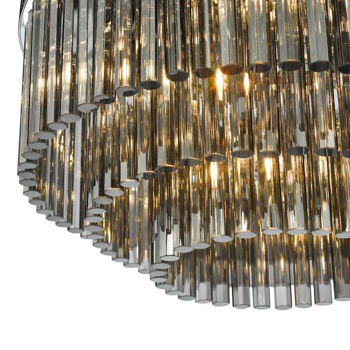 Dar LOG5410 | Logan 5 Light Flush | Polished Chrome & Smoked Glass