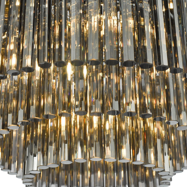 Dar LOG5410 | Logan 5 Light Flush | Polished Chrome & Smoked Glass