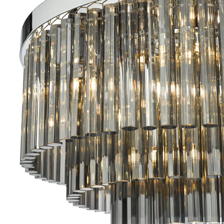 Dar LOG5410 | Logan 5 Light Flush | Polished Chrome & Smoked Glass
