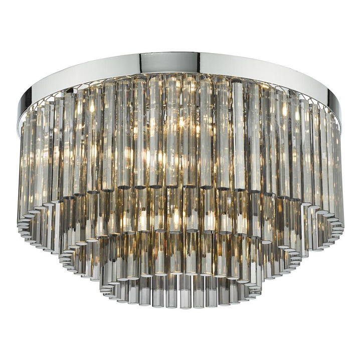 Dar LOG5410 | Logan 5 Light Flush | Polished Chrome & Smoked Glass