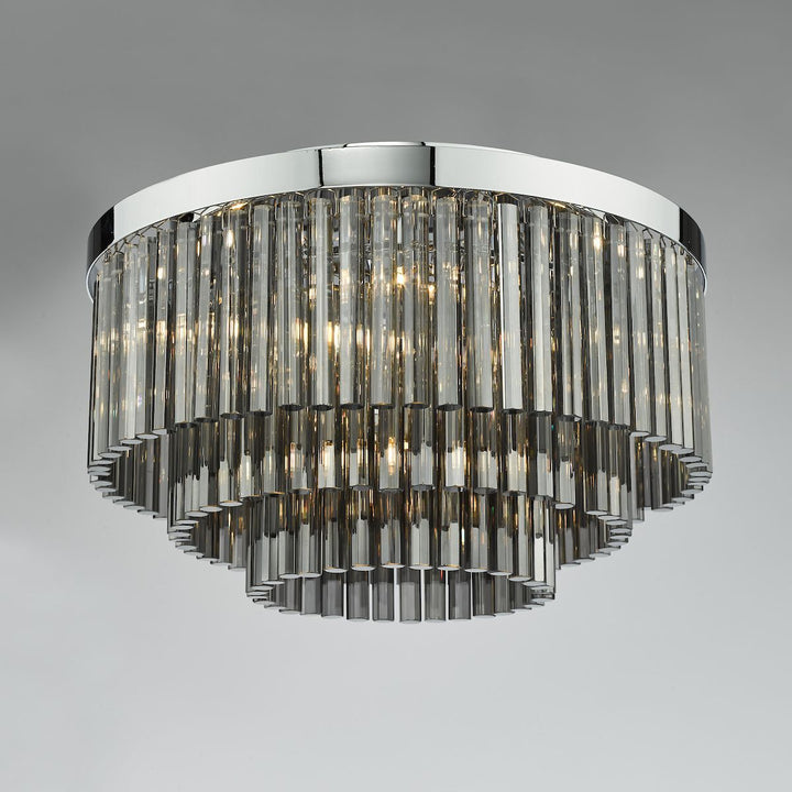 Dar LOG5410 | Logan 5 Light Flush | Polished Chrome & Smoked Glass