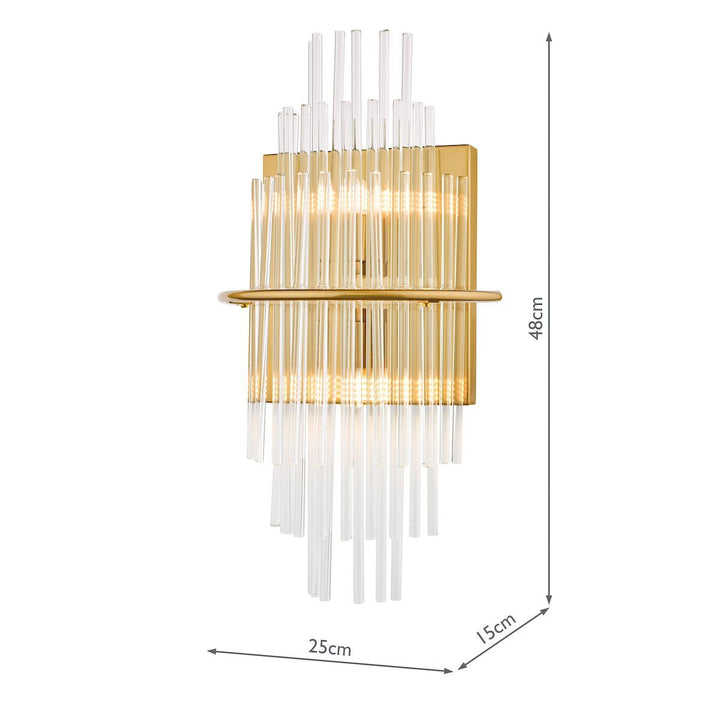 Dar LUK0935 | Lukas | 2 Light Wall Light | Antique Gold & Glass Elegance
