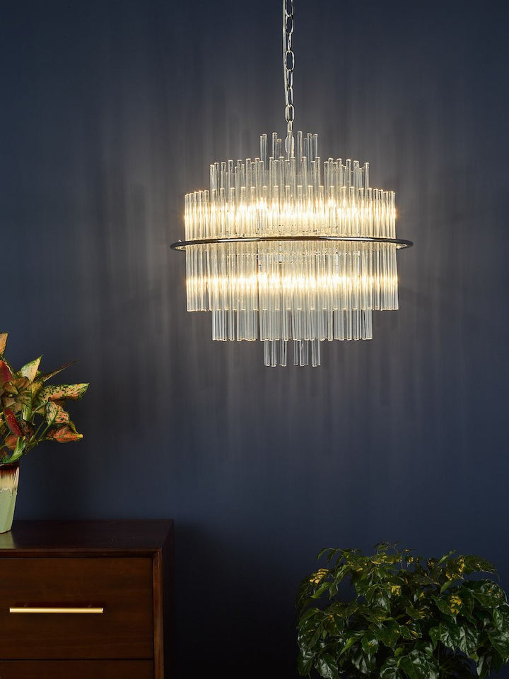 Dar LUK1750 | Lukas | 13 Light Pendant | Polished Chrome & Glass