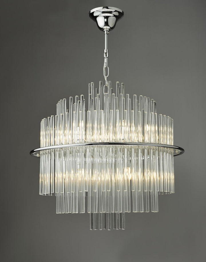 Dar LUK1750 | Lukas | 13 Light Pendant | Polished Chrome & Glass