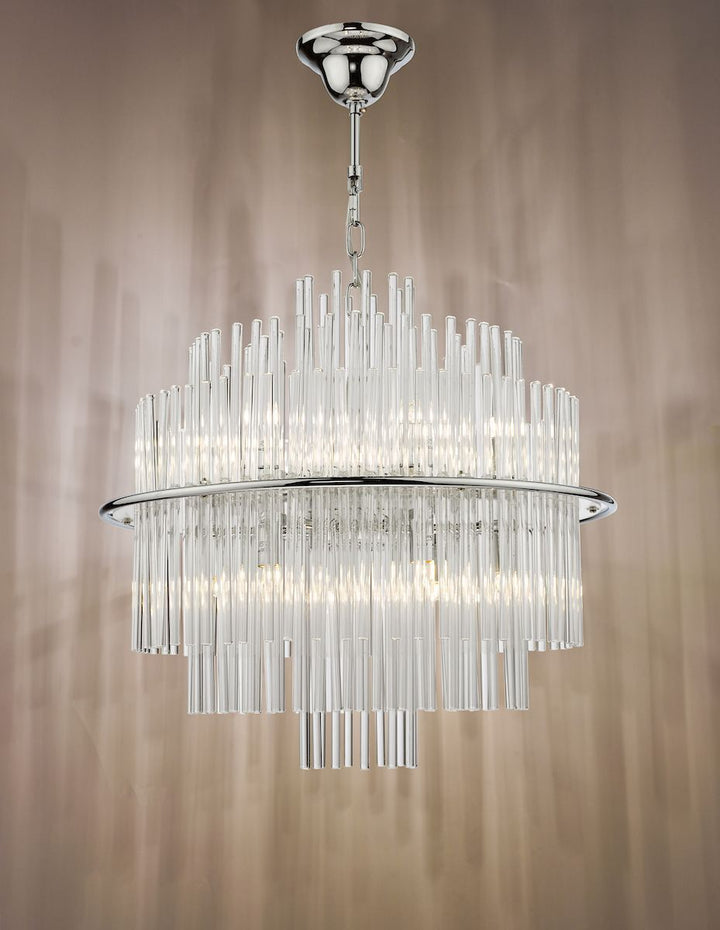 Dar LUK1750 | Lukas | 13 Light Pendant | Polished Chrome & Glass