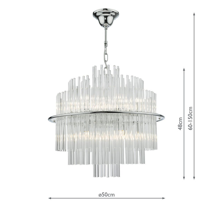 Dar LUK1750 | Lukas | 13 Light Pendant | Polished Chrome & Glass