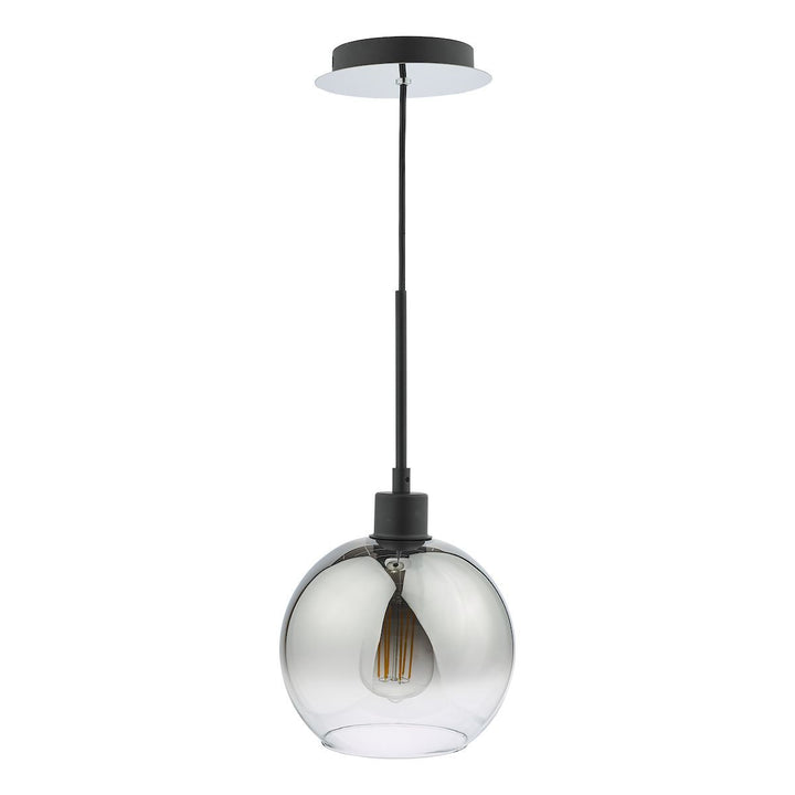 Dar LYC8622 | Lycia | Matt Black Single Pendant | Ombre Smoked Glass