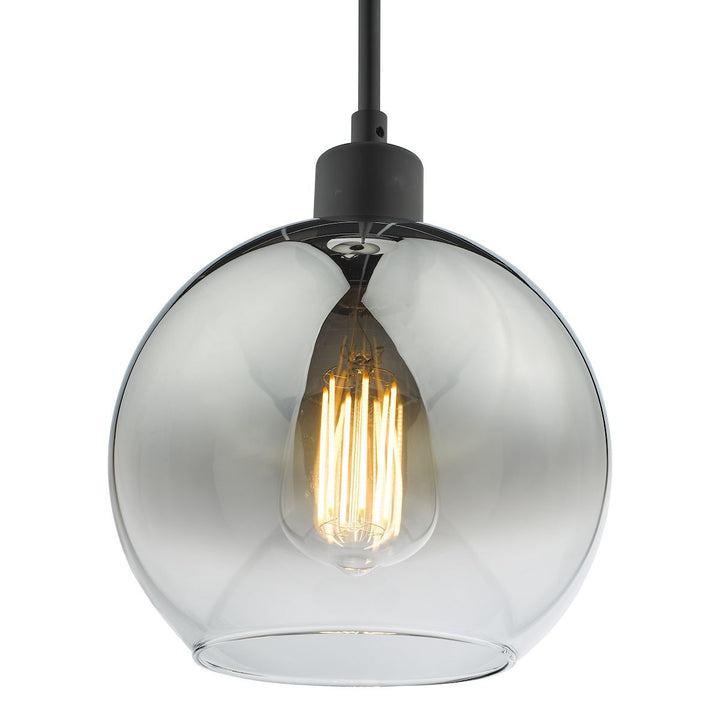 Dar LYC8622 | Lycia | Matt Black Single Pendant | Ombre Smoked Glass