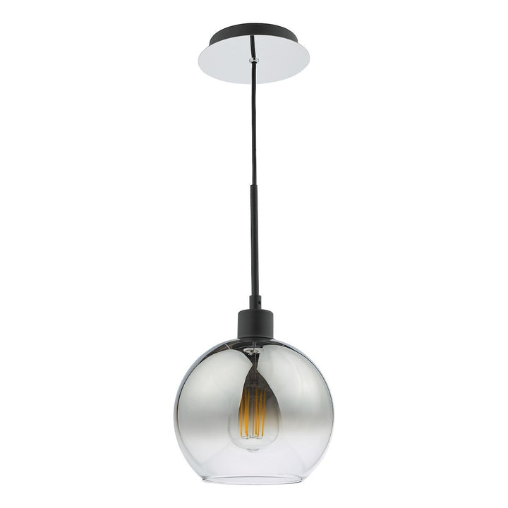 Dar LYC8622 | Lycia | Matt Black Single Pendant | Ombre Smoked Glass
