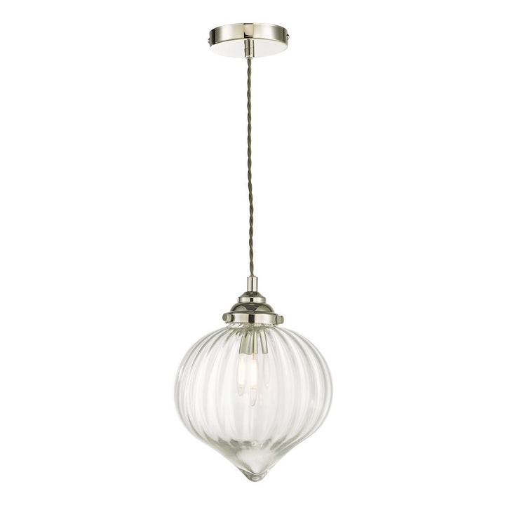 Dar MYA0138 | Mya | 1-Light Glass Pendant in Polished Nickel
