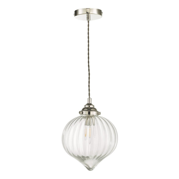Dar MYA0138 | Mya | 1-Light Glass Pendant in Polished Nickel