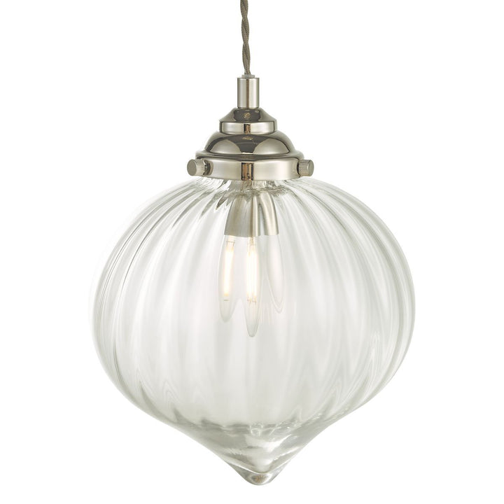 Dar MYA0138 | Mya | 1-Light Glass Pendant in Polished Nickel