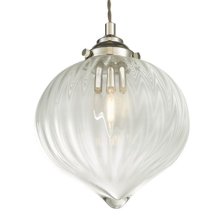 Dar MYA0138 | Mya | 1-Light Glass Pendant in Polished Nickel