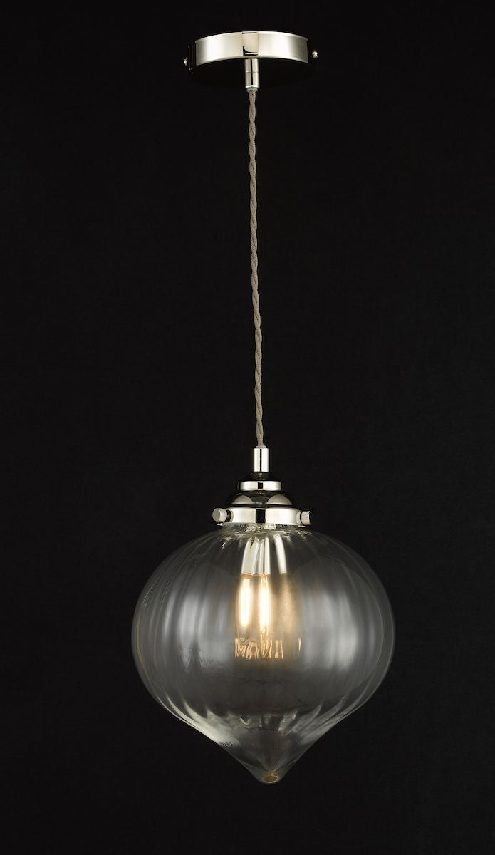 Dar MYA0138 | Mya | 1-Light Glass Pendant in Polished Nickel