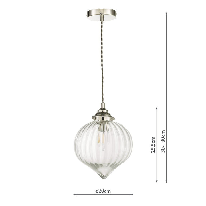 Dar MYA0138 | Mya | 1-Light Glass Pendant in Polished Nickel