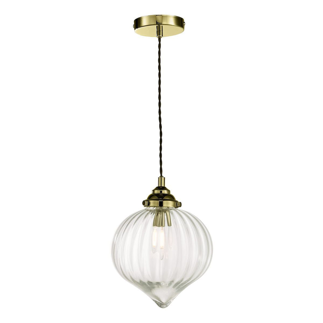Dar MYA0175 | Mya | 1-Light Glass Pendant in Antique Brass