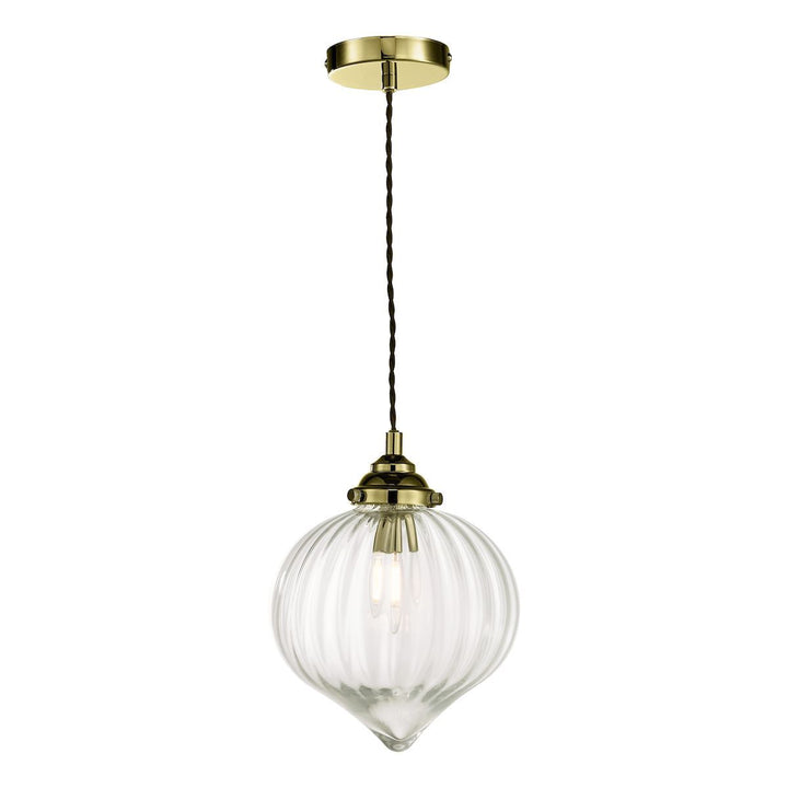 Dar MYA0175 | Mya | 1-Light Glass Pendant in Antique Brass