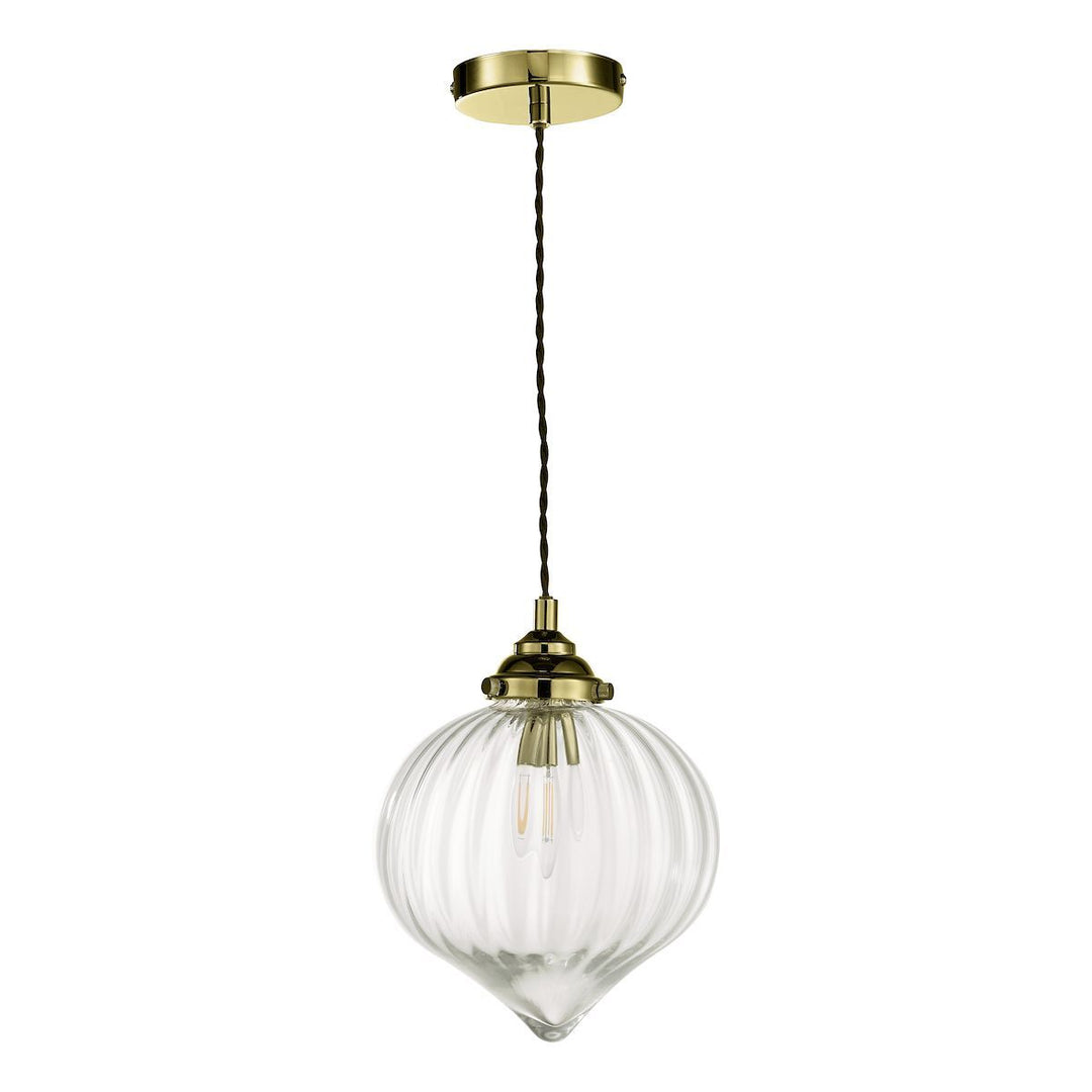 Dar MYA0175 | Mya | 1-Light Glass Pendant in Antique Brass